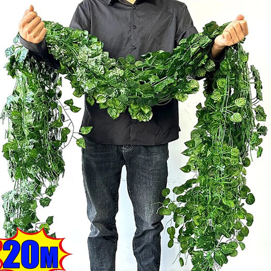 20/2M Green Artificial Ivy Leaves DIY Garland - Transform Your Space