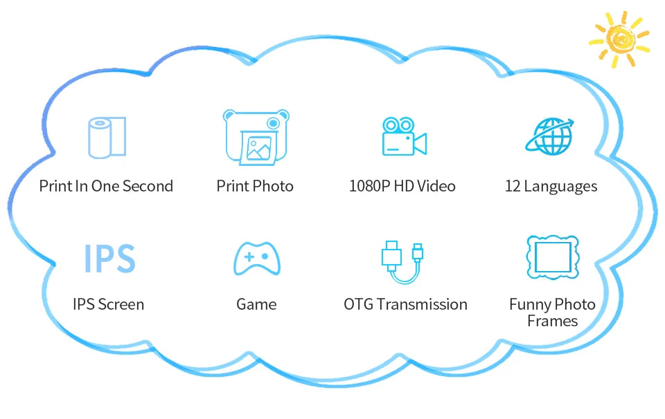 Kids Digital Instant Photo Printing Camera with 10x Digital Zoom