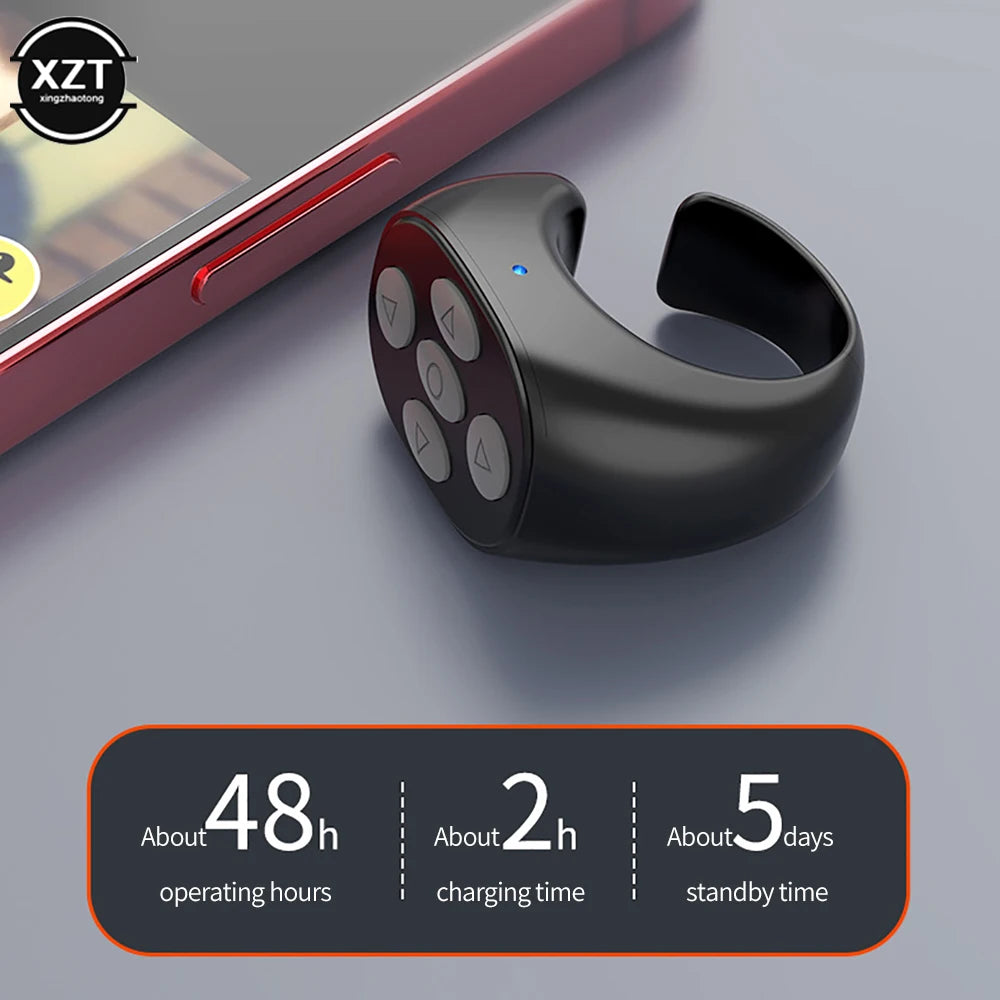 Bluetooth-compatible Fingertip Video Controller Page Flipping Device for Short Video Mobile Phone Remote Control Ring Controller