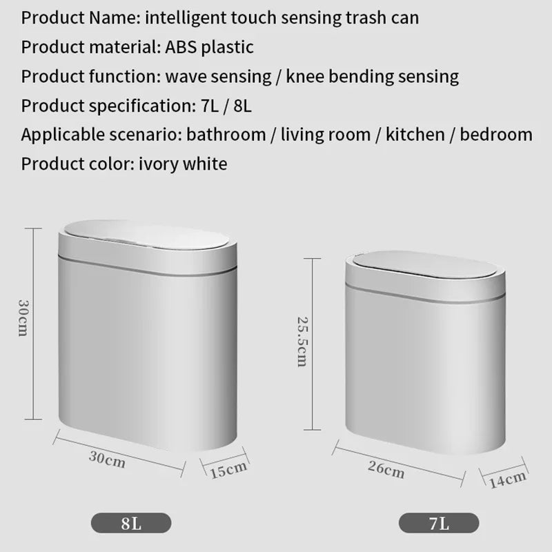 7L Trash Can Smart Sensor Trash Can Automatic Household Electronic Kitchen Trash Bin Toilet Waterproof Narrow Seam Sensor Bin