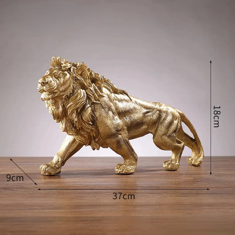 Golden Lion King Resin Ornament - Regal Home & Office Décor