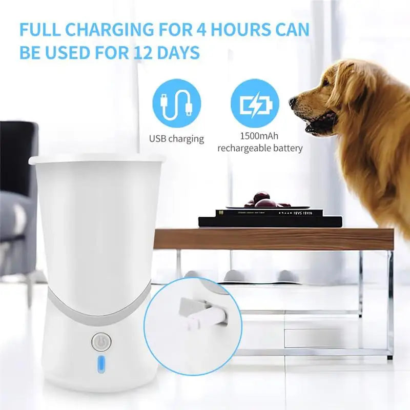 Portable Automatic Dog Paw Cleaner Cup - Rechargeable 2 in 1 Pet Foot Washer with Soft Brush - High Power - Suitable for Big Dogs and Cats