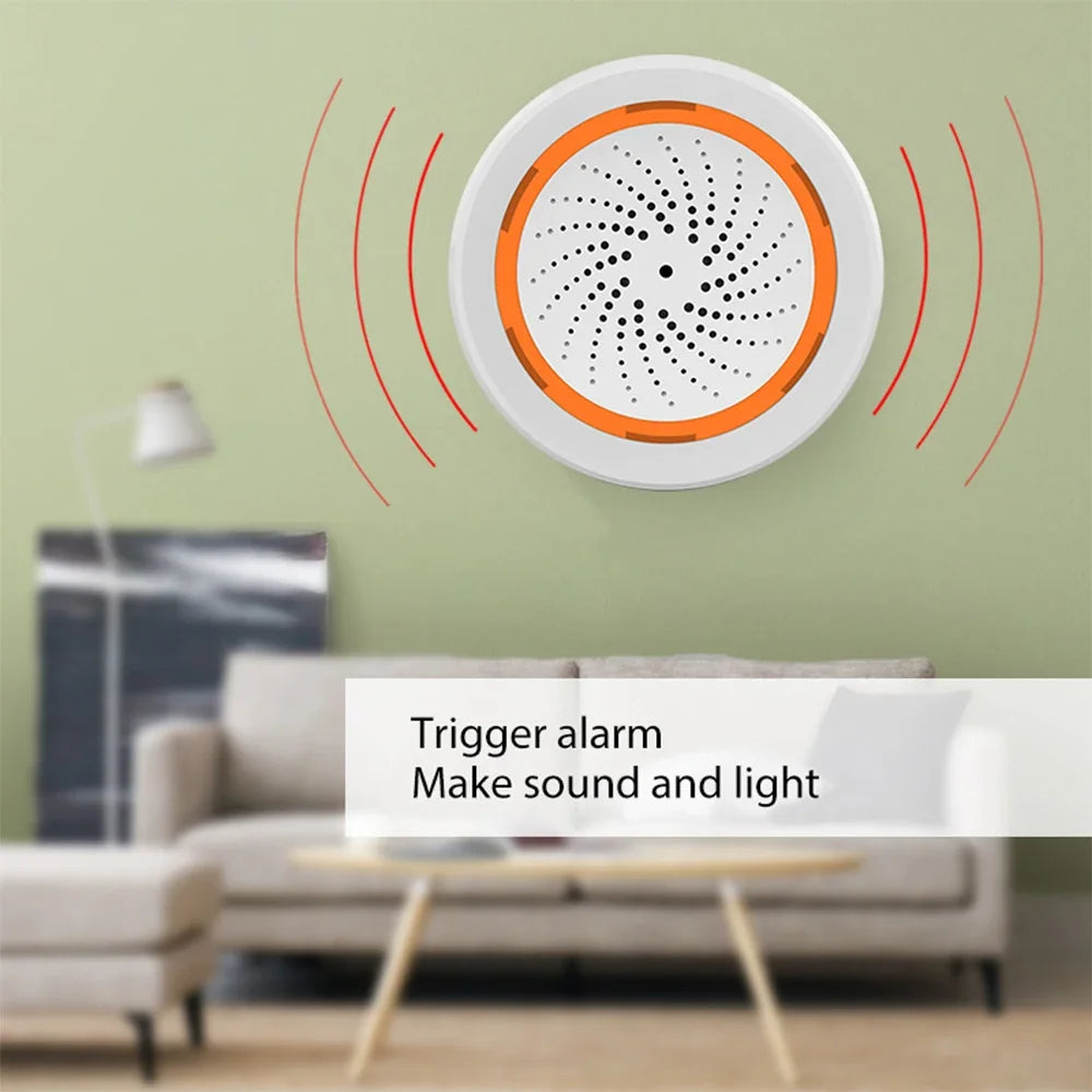 Tuya ZigBee Smart Siren Alarm 90dB Sound Light Home Security Alarm Works With Tuya Zigbee Hub