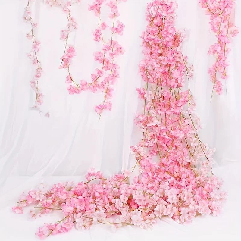 Pink Sakura Artificial Flower Garland - Elegant Garden Arch Decor