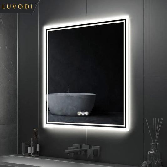 Smart Backlit Bathroom  Mirror - Square Dimmable LED Lights Mirror