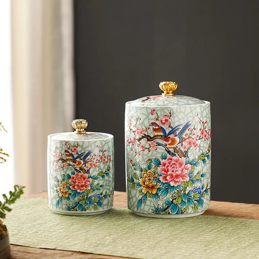 Ceramic Enamel Storage Jar - Versatile Kitchen & Living Decor