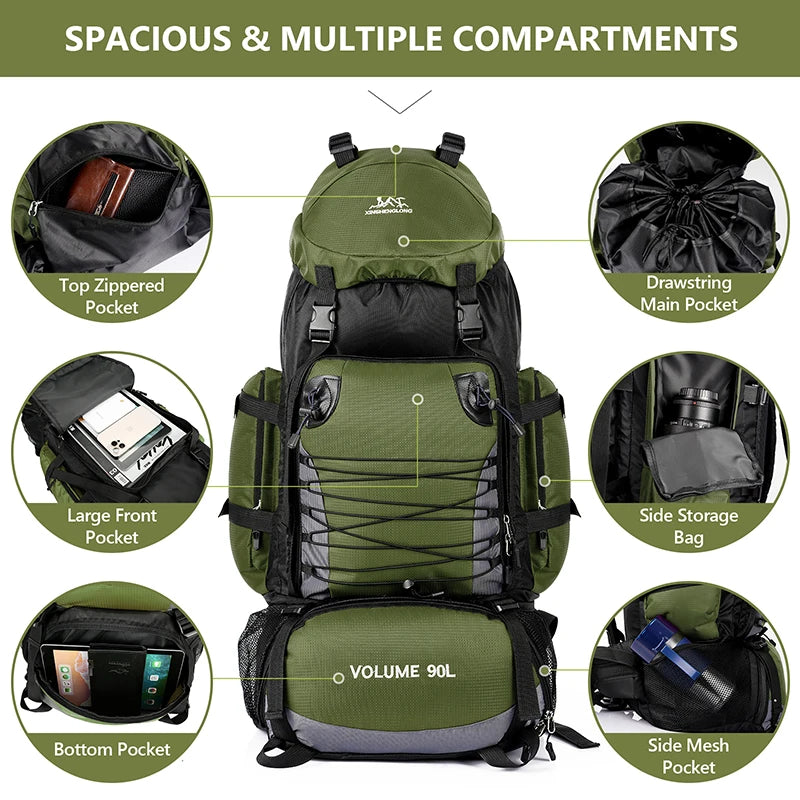 90L Travel Camping Backpack | Mountaineering Large Capacity Sports Bag