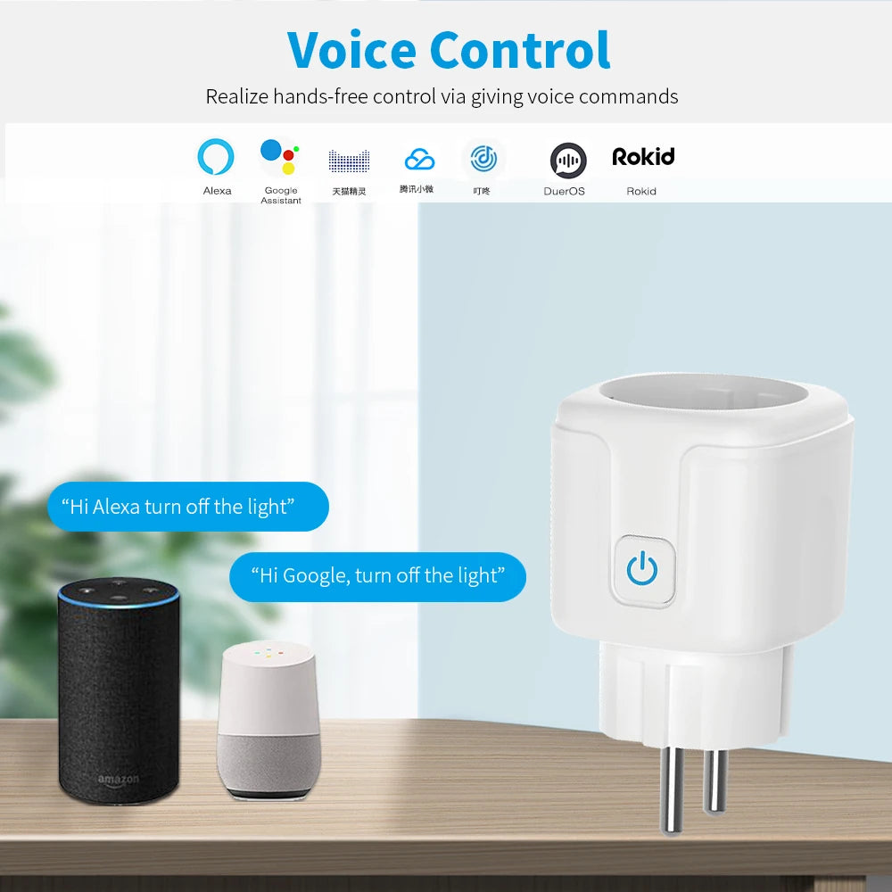 Tuya Smart Socket WIFI 16A/20A EU Plug With Monitoring and Timing