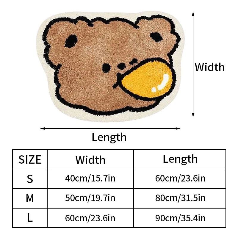 Kawaii Bear Rug Carpet for Living Room Bederoom Beside Area Rugs Non-slip Door Mat Faux Cashmere Floor Mats Kids Room Decor