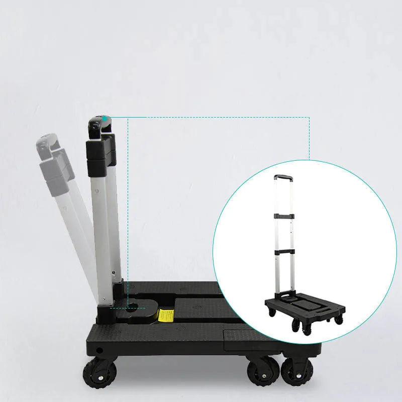 Portable Folding Aluminum Cart Dolly with 4 Wheels
