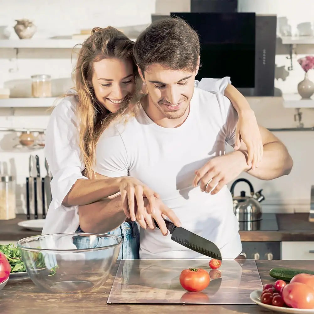 Acrylic Cutting Board with Counter Lip, 17.5x13.5 Inch Clear Non-Slip Chopping Board for Kitchen Countertop, Perfect for Bread, Meat, Veggies & More, Great Essential Kitchen Decor