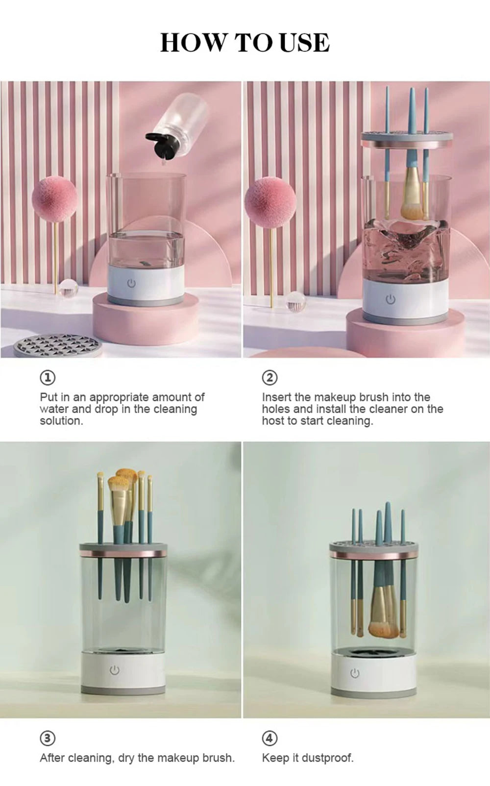 3 In 1 Electric Makeup Brush Cleaner  & Stand