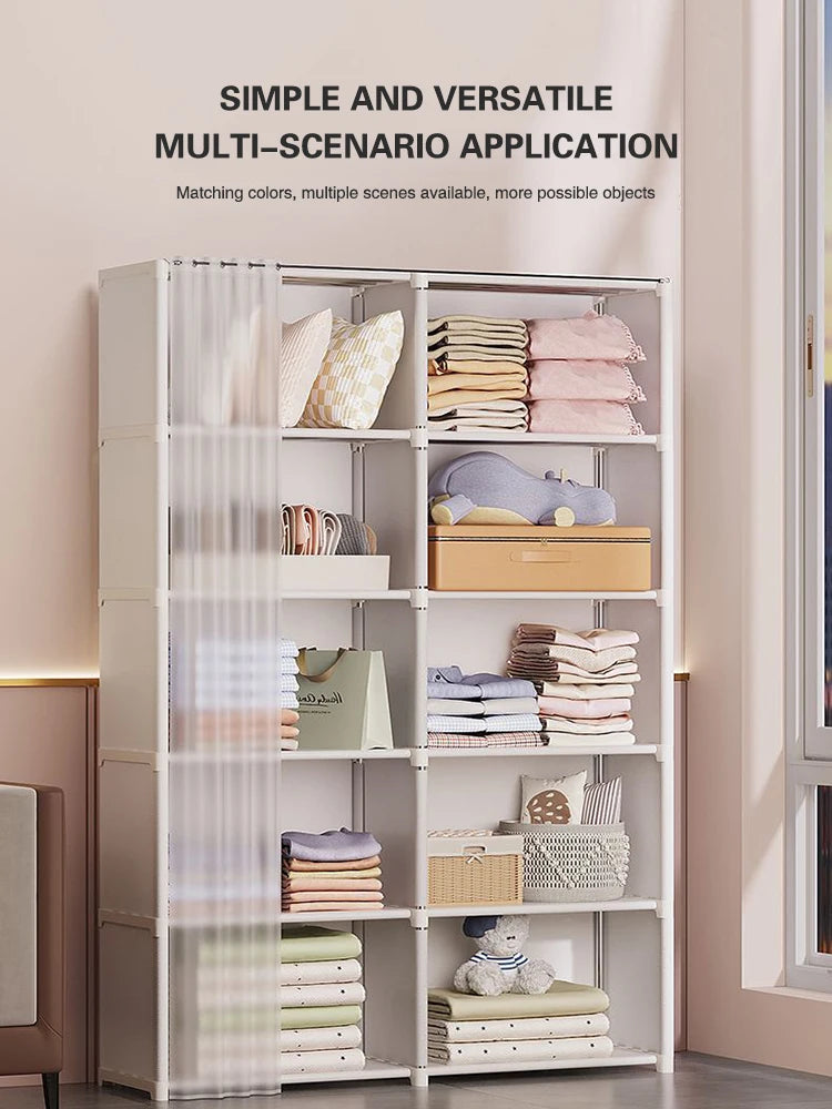 Portable Foldable Wardrobe - Spacious Dustproof Storage Solution