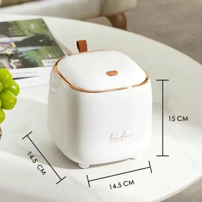 Fashion Desktop Trash Can Creative Luxury Dustbin Bin Household Mini Bedside Waste Bin Tea Table Small Garbage Bucket