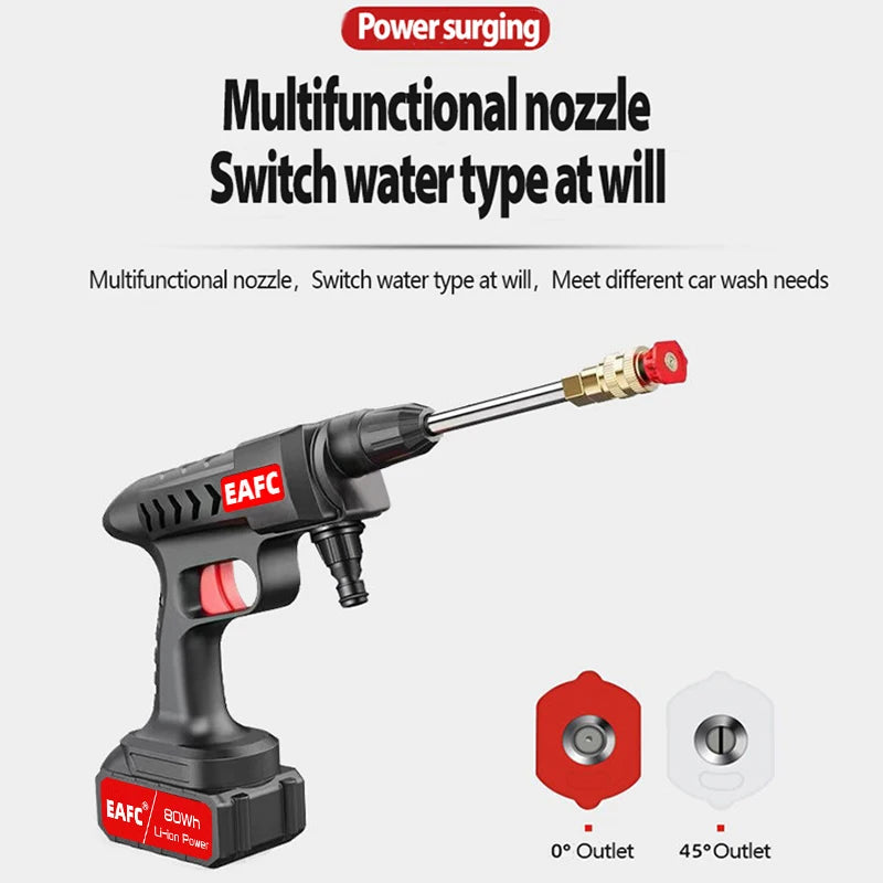 High-pressure car wash gun with, and a 60Bar spray nozzle for cleaning cars, homes.