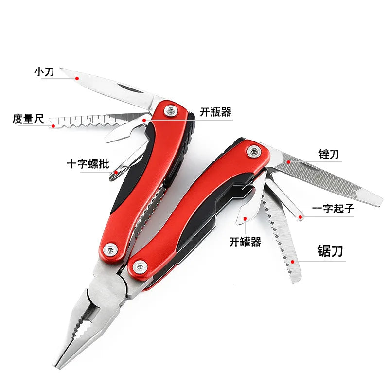 Camping Gear Outdoor Survival Stainless Steel 9 In 1 Portable Multi Tool Plier Camping Accessories Portable