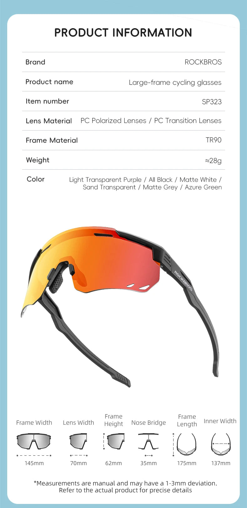 ROCKBROS Cycling Glasses | UV400 Sports Sunglasses