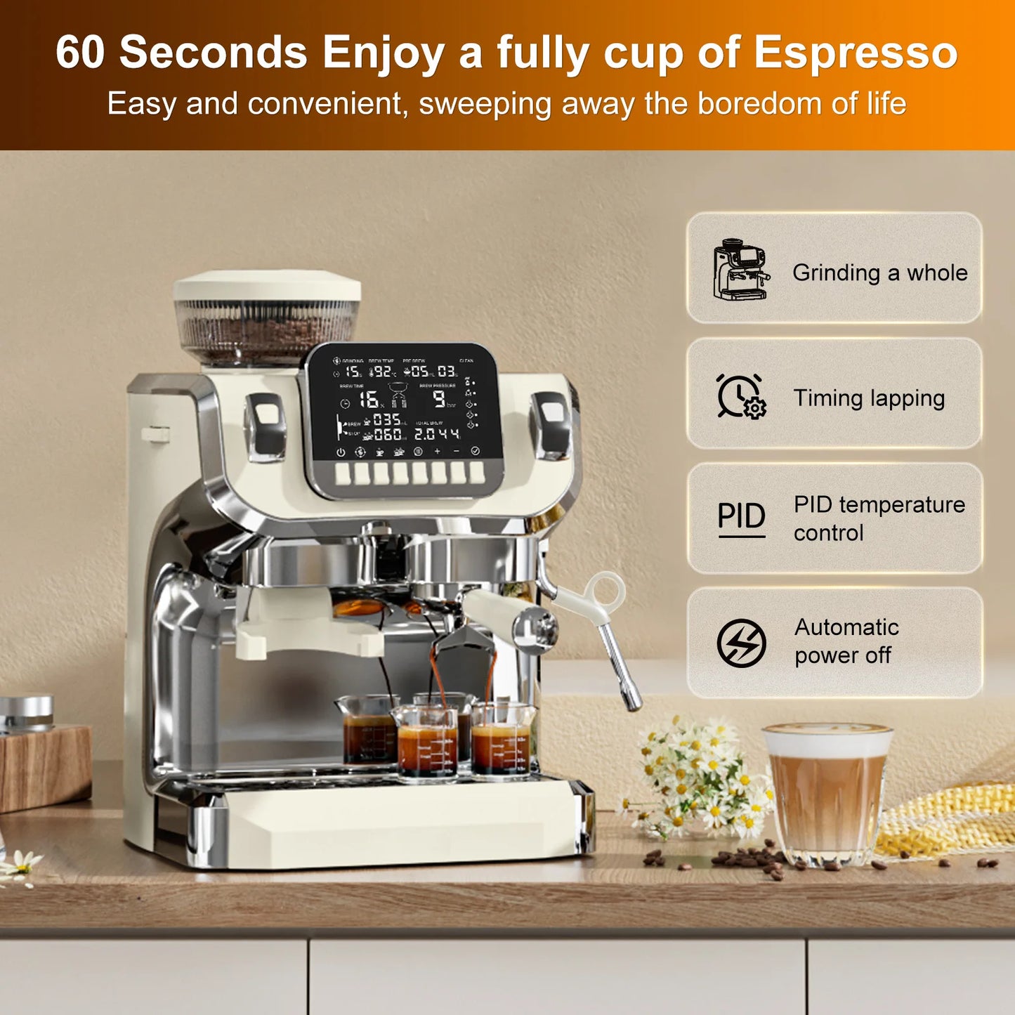 Mcilpoog TC520 Semi-Automatic Coffee Machine with Grinder