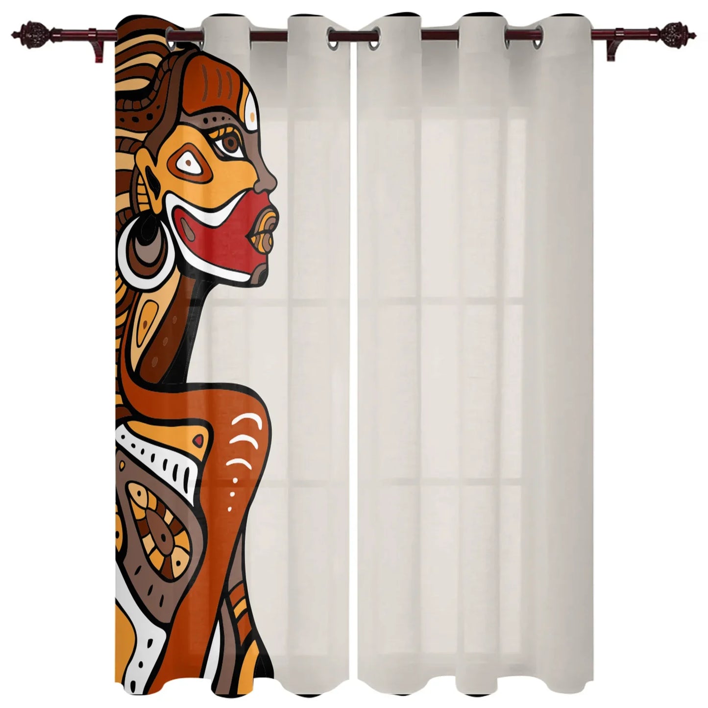 African Women Art Dancing Window Curtains