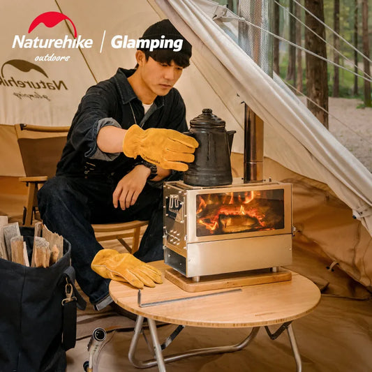 Naturehike Multi-Function Firewood Stove Winter Tent Heating Desktop Furnace Detachable Wood Burner Cook With 1.8m Chimney Pipe