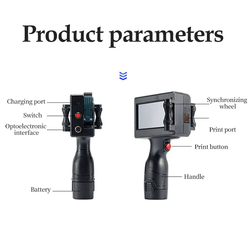 Portable Label Inkjet Printer Date Text Pattern Coding Machine Intelligent Non Fading Permanent Ink 12.7mm In Multiple Languages