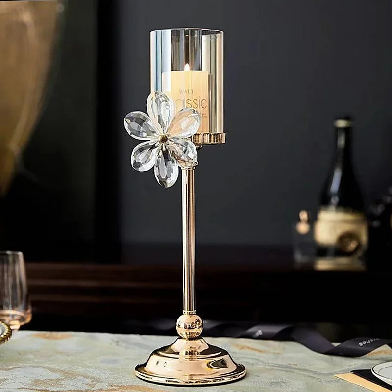 Light Luxury Crystal Petal Glass Candle Holder