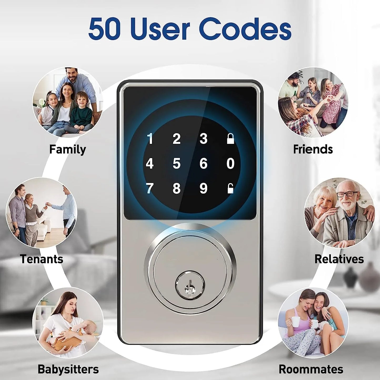 Touchscreen Smart Lock Keyless Entry with App