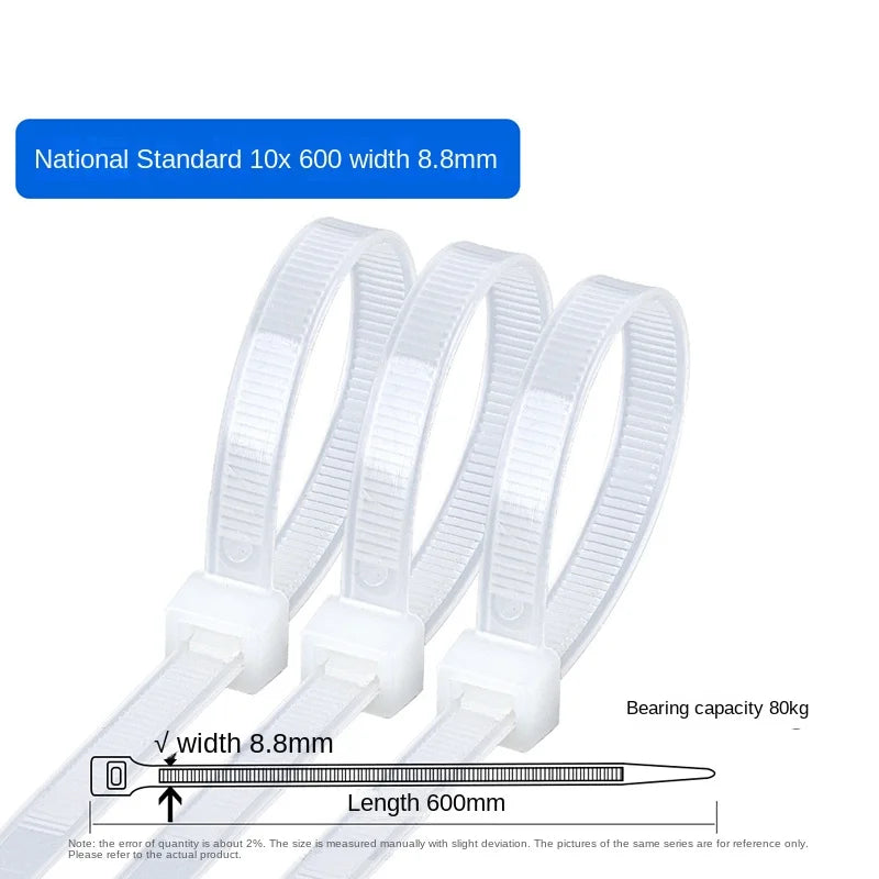 W10mm 100Pcs  L400-1000mm GB Self locking Nylon Industrial Cable Tie