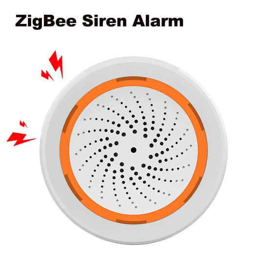 Tuya Zigbee Smart Siren Alarm For Home Security with Strobe Alerts Support USB Cable Power UP Works With TUYA Smart Hub