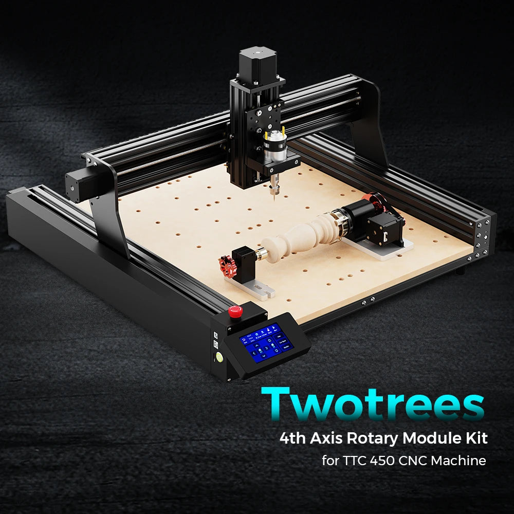 TwoTrees TTC450 Rotary 4th Axis CNC Wood Engraving Machine Laser Engraver Cnc Router For MDF PVC Epoxy Metal Carving Cutting