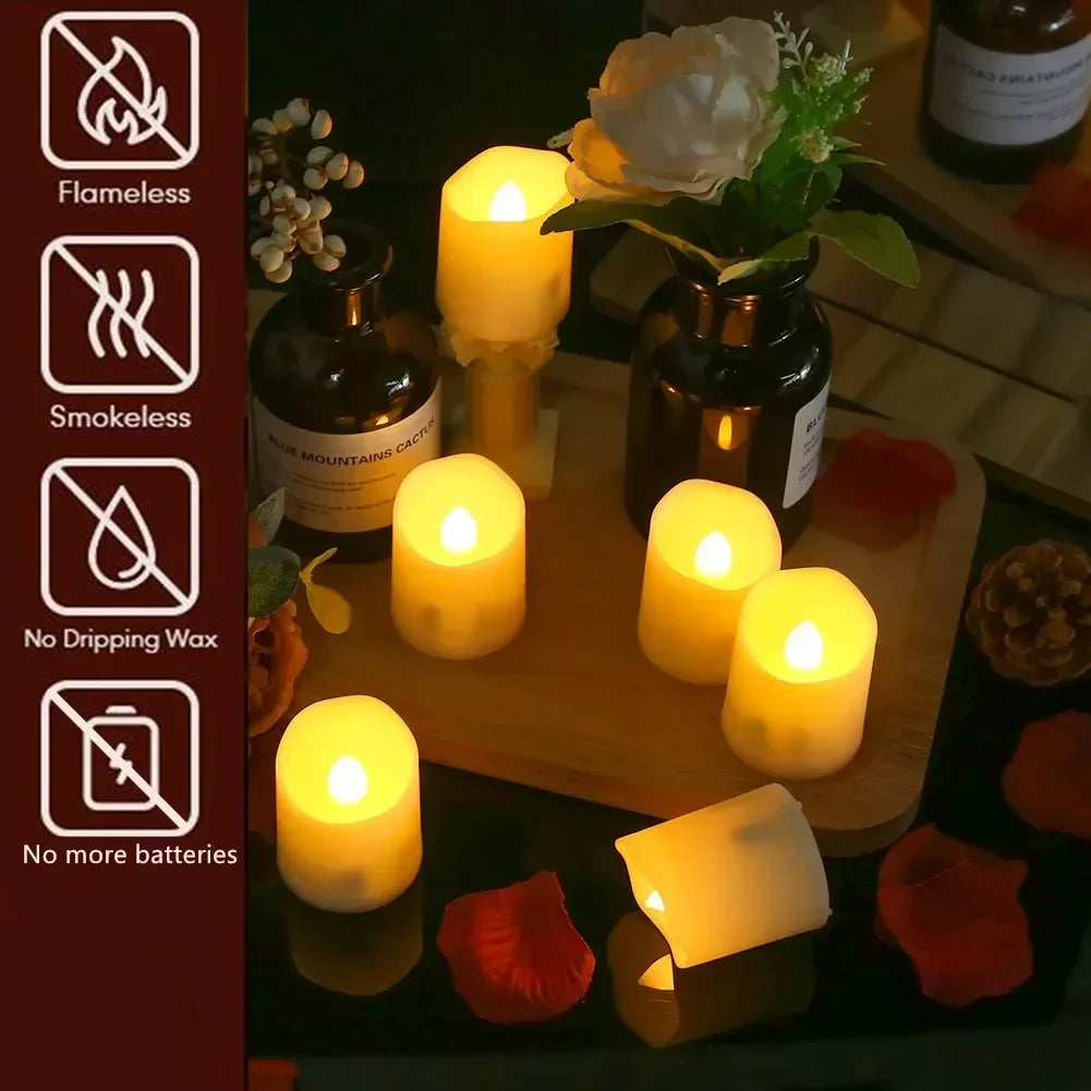 6/18Pc Yeahmart's Rechargeable Tea Lights Candles with a USB Charging Cable