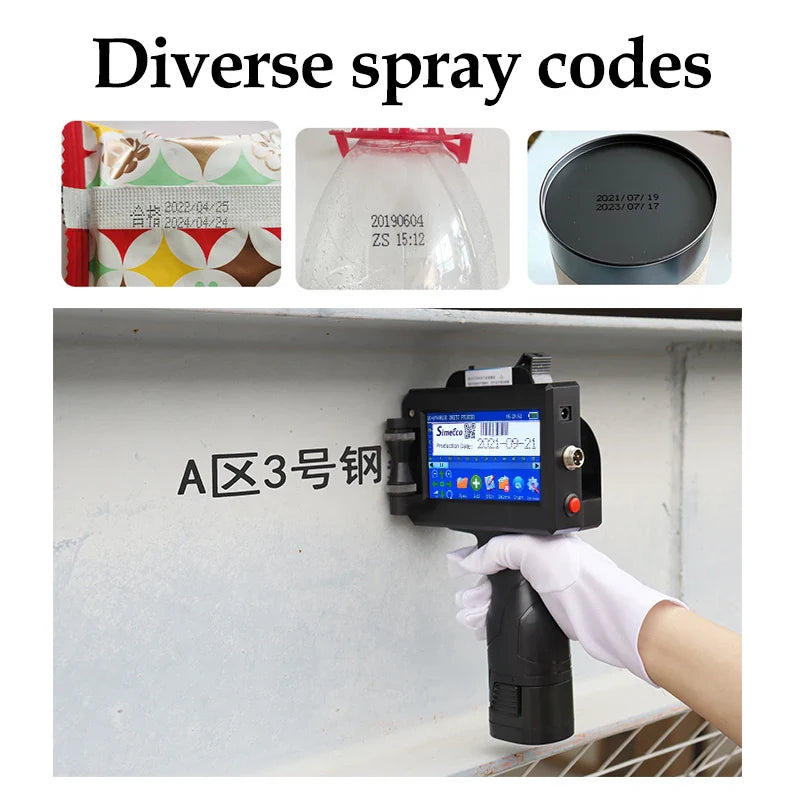 Portable Label Inkjet Printer Date Text Pattern Coding Machine Intelligent Non Fading Permanent Ink 12.7mm In Multiple Languages