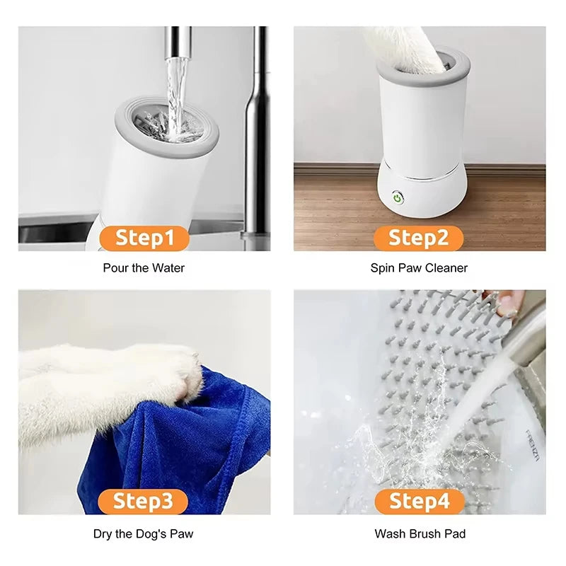 Electric Dog Paw Cleaner Automatic Pet Foot Washer Portable Paw Clean Cup Rechargeable Dog Paw Cleaner With Silicone Brushes