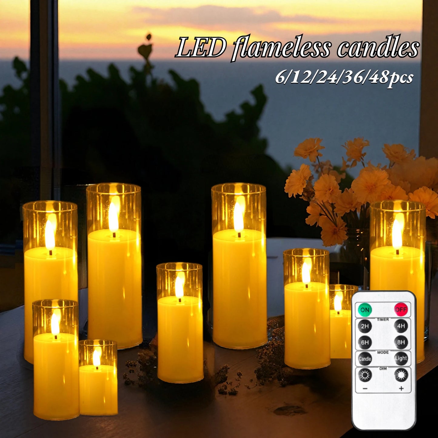 6-48PCS Flickering LED Candles with Remote