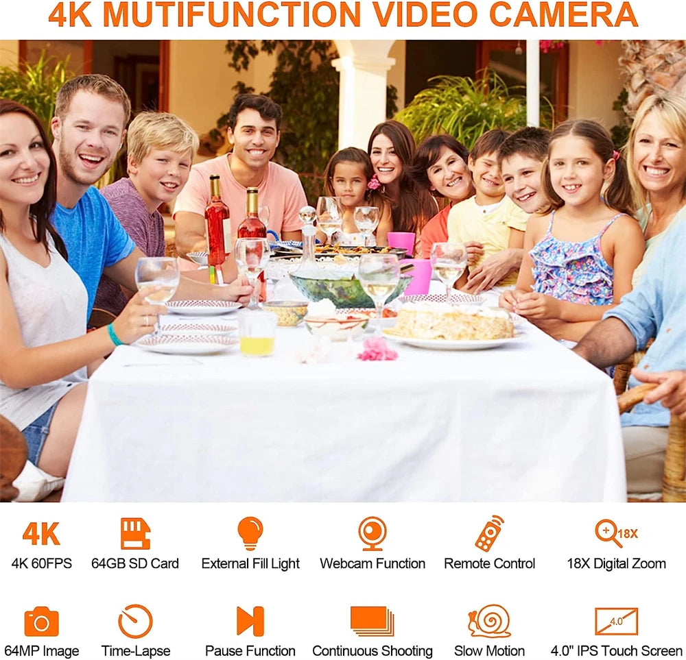 4k Quality Professional Photography Camera with 8x digital zoom and full HD capabilities