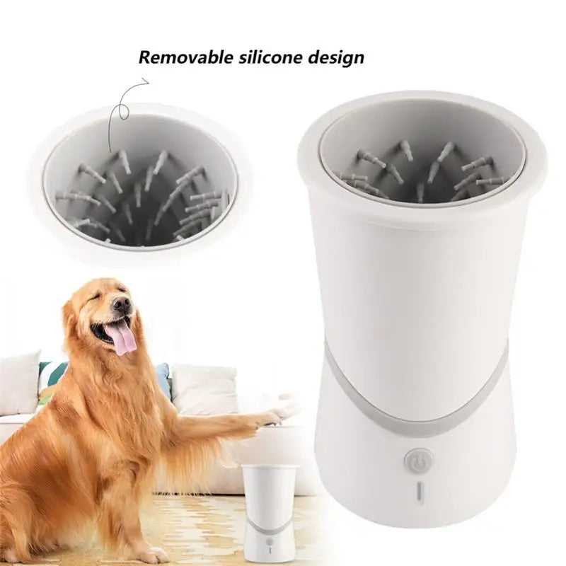 Portable Automatic Dog Paw Cleaner Cup - Rechargeable 2 in 1 Pet Foot Washer with Soft Brush - High Power - Suitable for Big Dogs and Cats