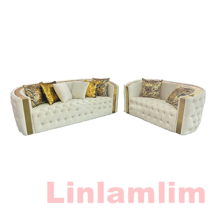 Italian Leather Elegance - Chesterfield Sectional Sofa Set