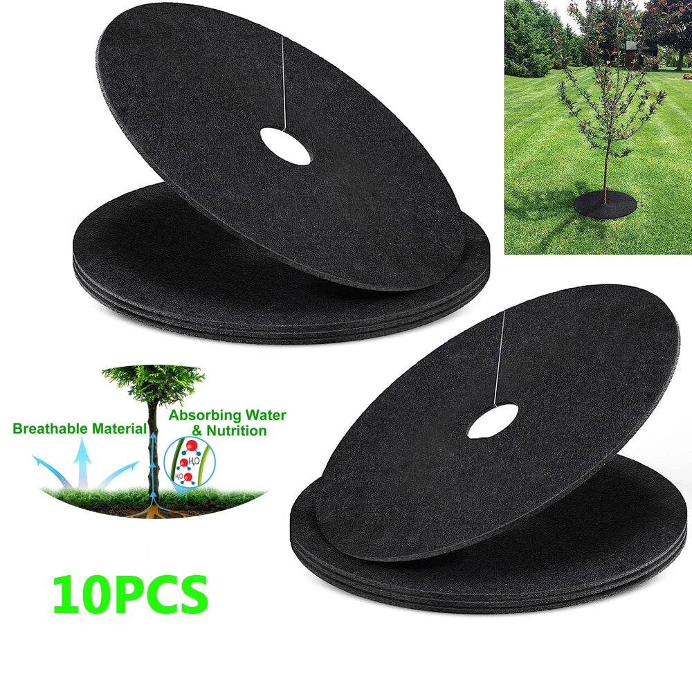 10pcs Non-Woven Degradable Fabric Tree Mulch Ring Protector Mat