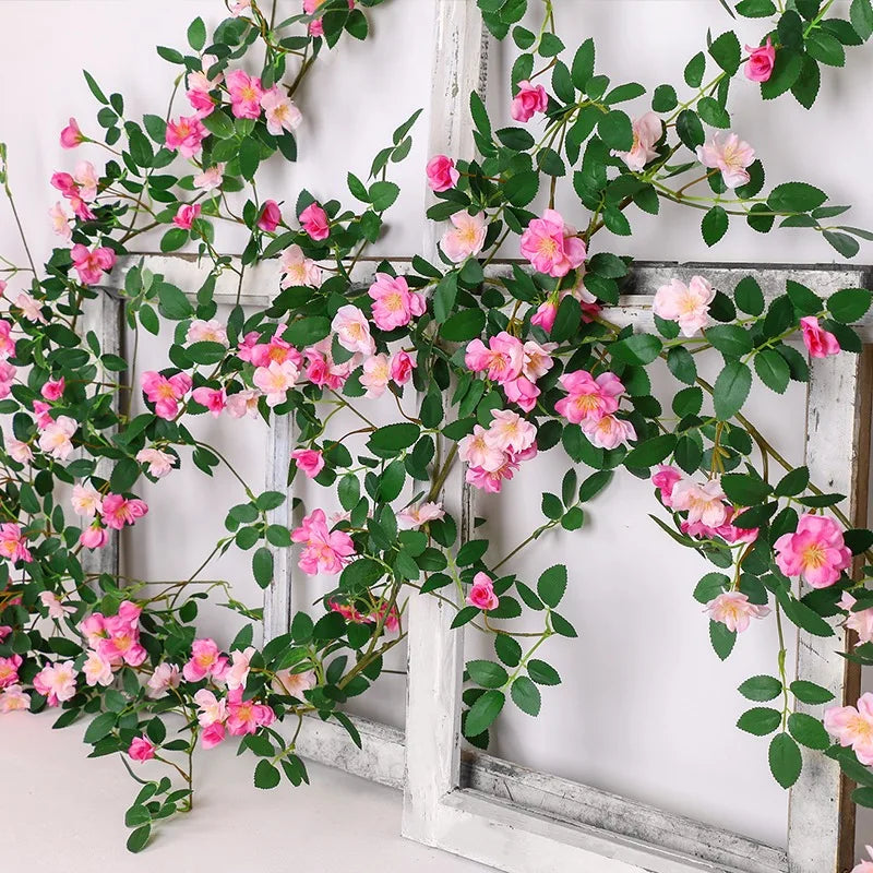 Artificial Wild Rose Vine - Elegant Wall Hanging Decoration