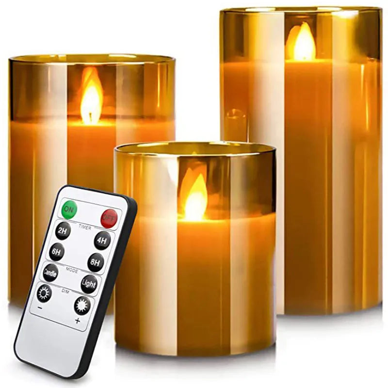 LED Glass Candle Set - Remote-Controlled & Timed