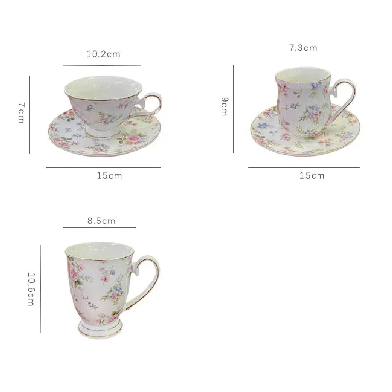 Graceful English Ceramic Coffee Cup Set