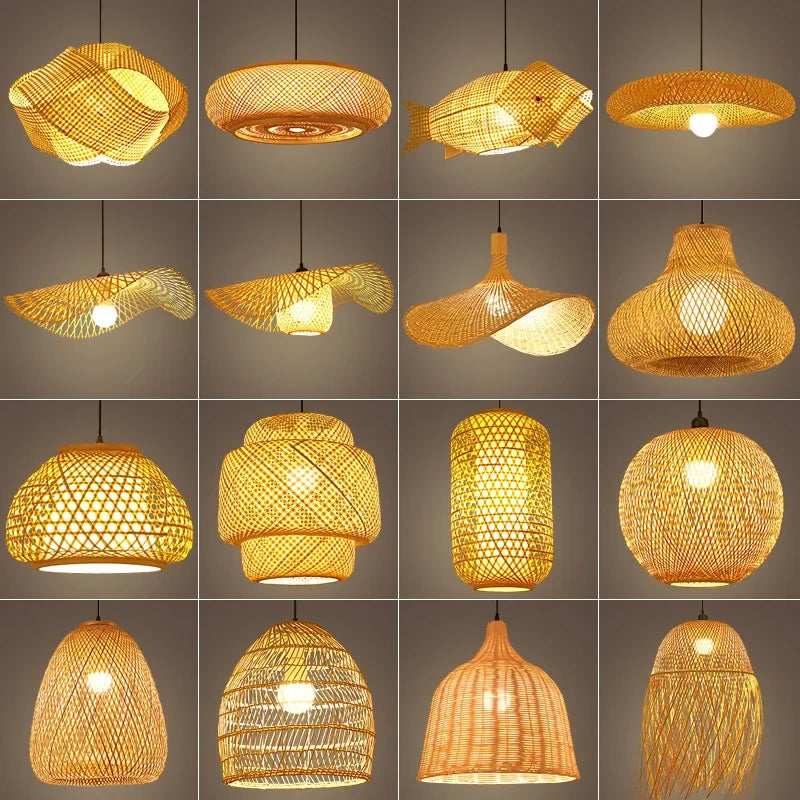 Chinese style Bamboo Pendant Ceiling decor led lights