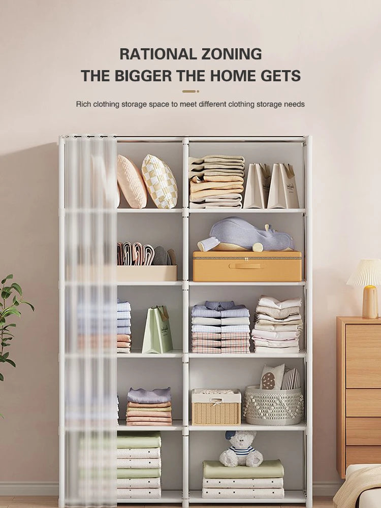 Portable Foldable Wardrobe - Spacious Dustproof Storage Solution