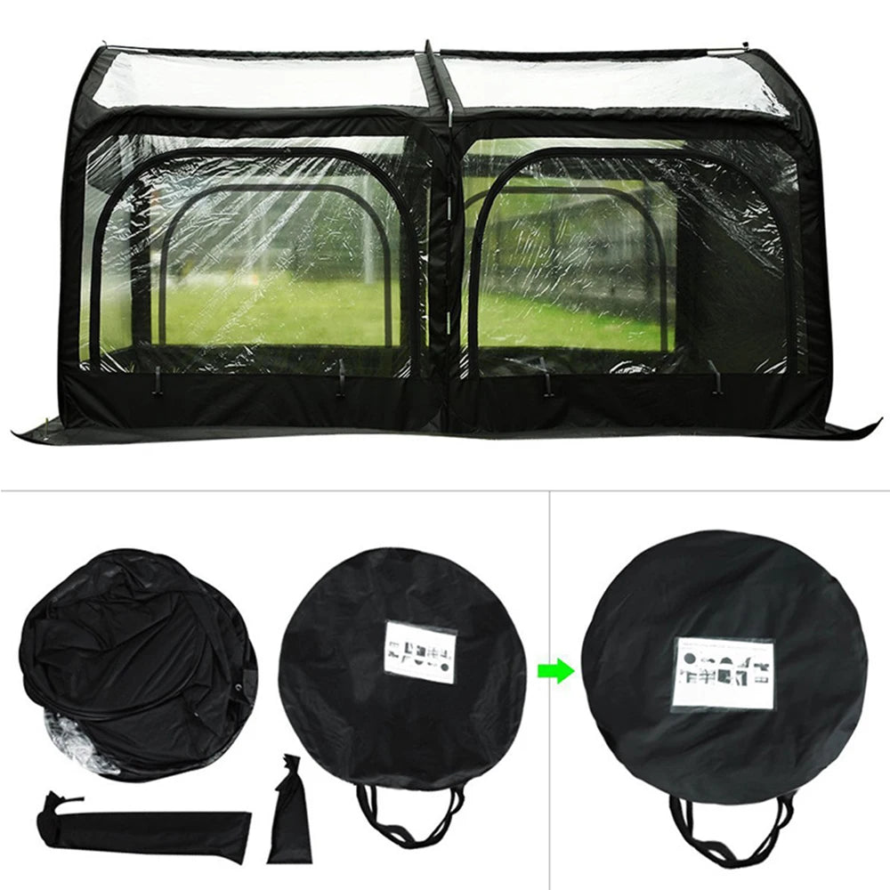 Portable Greenhouse Pop up Grow House for Outdoor and Indoor, Eco-Friendly Fiberglass Poles, Overlong Cover, 4 Zipper Doors