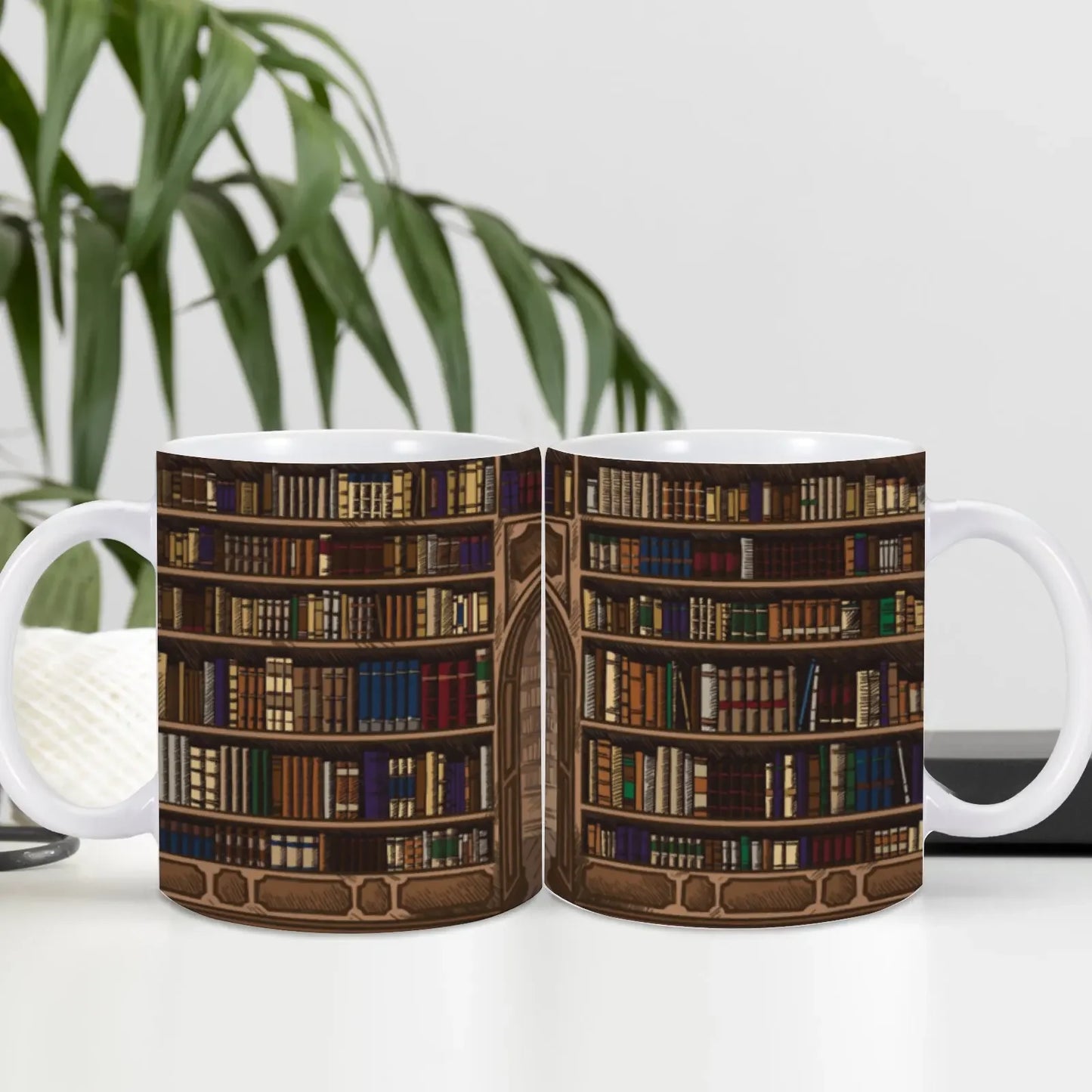 Library Bookshelf Coffee Mug for Book Lovers