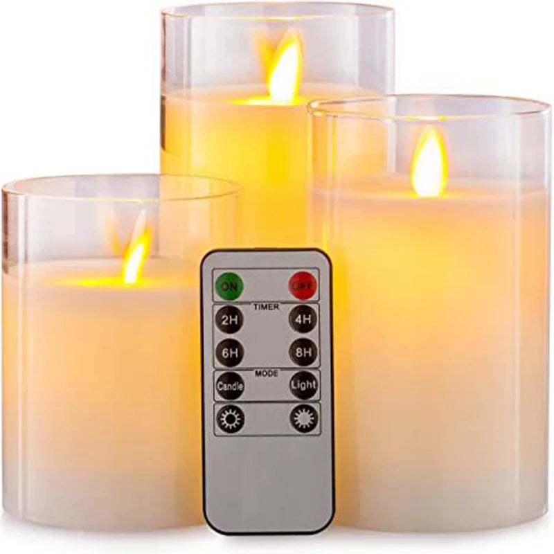 LED Glass Candle Set - Remote-Controlled & Timed