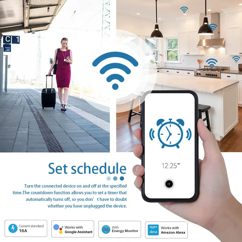Tuya Smart Socket WIFI 16A/20A EU Plug With Monitoring and Timing