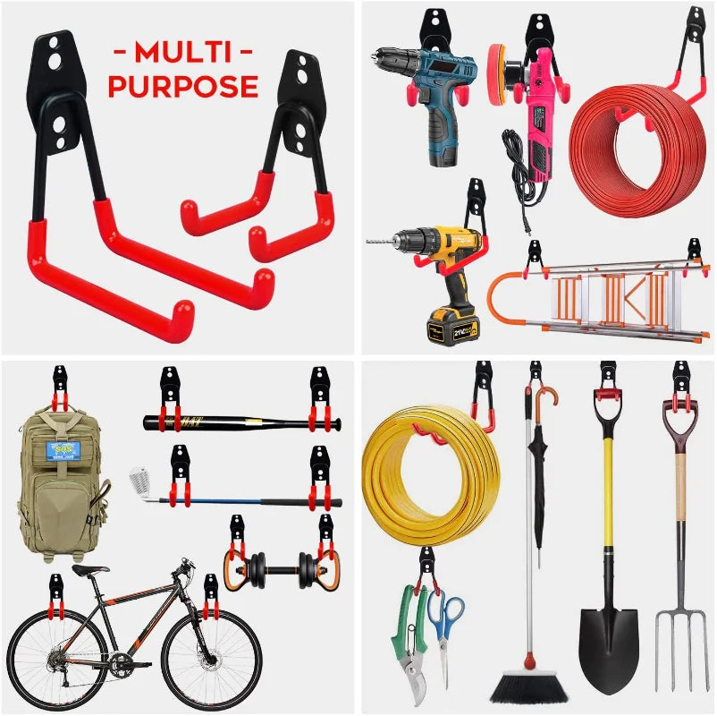 14PCS Heavy Duty Garage Organiser -  Wall Mount Anti-slip Storage Hook