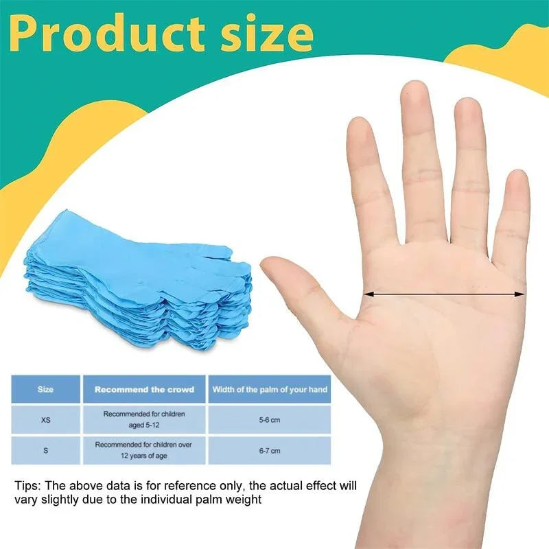 Disposable Nitrile Gloves for Kids Ages 5-15 - Multipurpose Latex Free Gloves