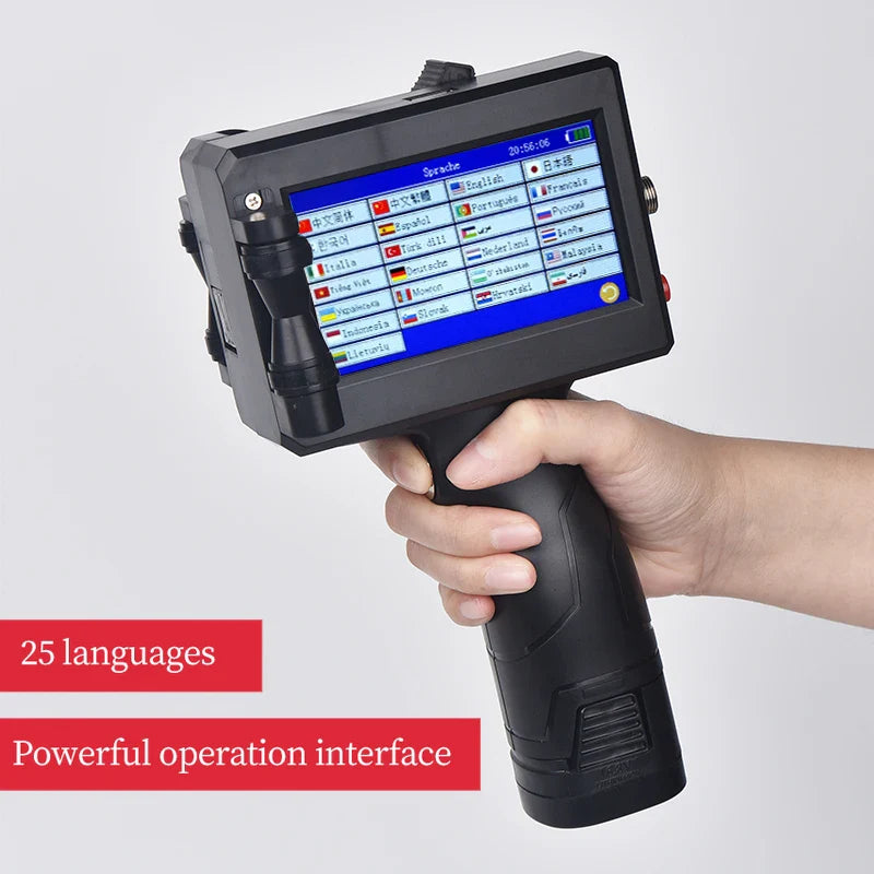 Portable Label Inkjet Printer Date Text Pattern Coding Machine Intelligent Non Fading Permanent Ink 12.7mm In Multiple Languages